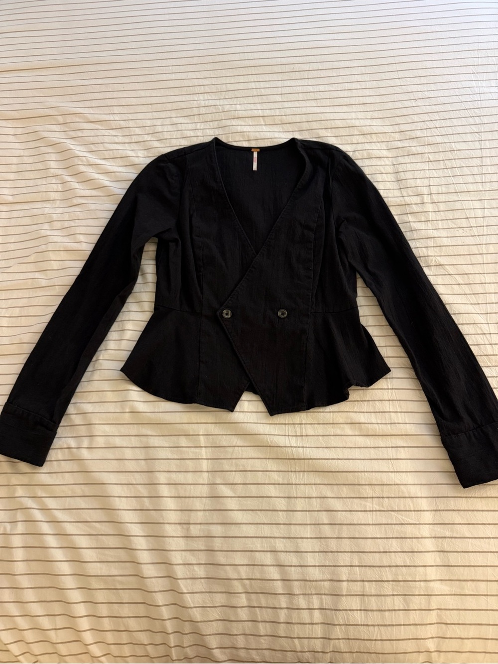 Free People Black Peplum Blazer Top